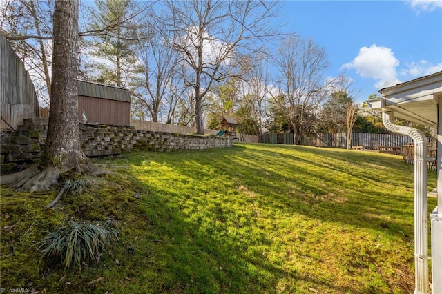 view of yard featuring a playground