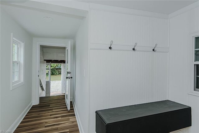 408 N Maple St, Graham, NC 27253 - mudroom featuring dark wood-style flooring and baseboards
