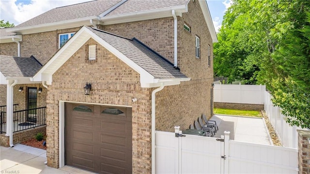 exterior space featuring a garage