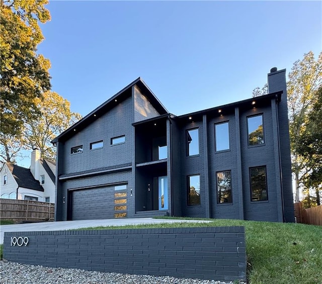 contemporary home featuring a garage