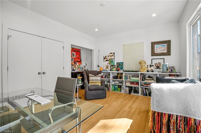 office featuring hardwood / wood-style floors