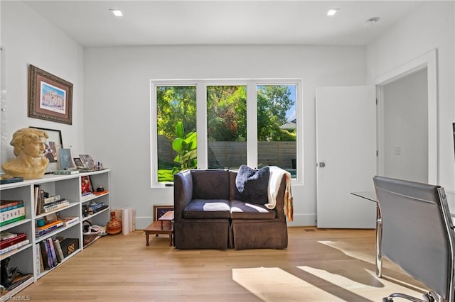 living area with light wood-type flooring