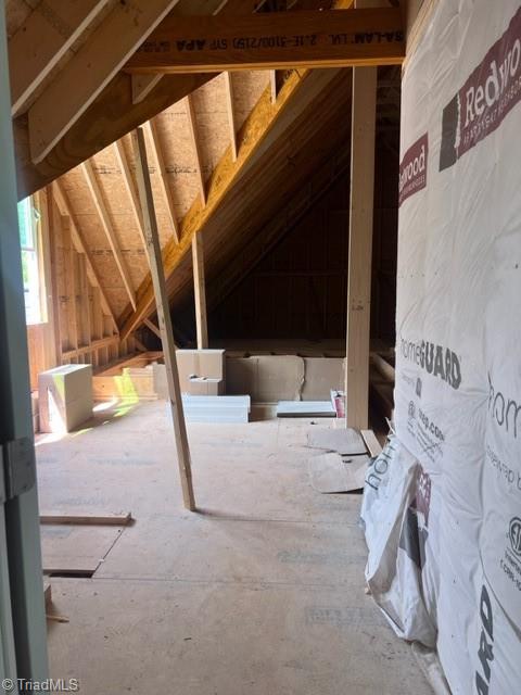 view of unfinished attic