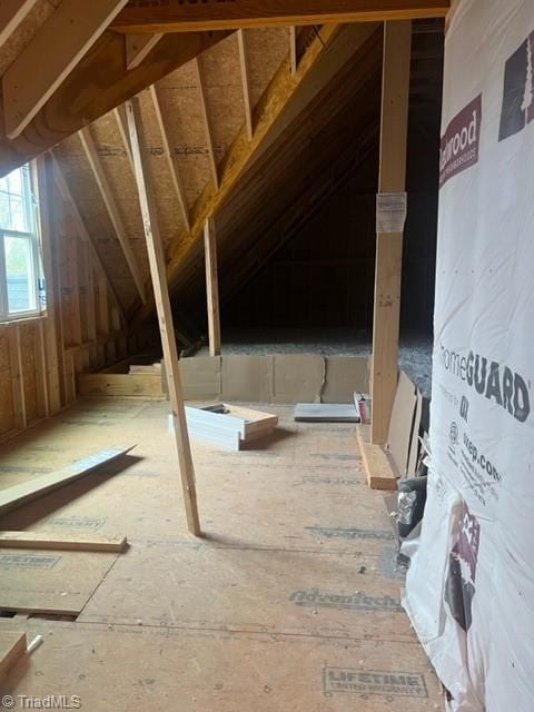 view of unfinished attic