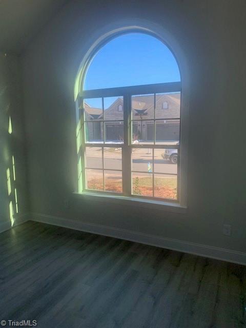 unfurnished room with hardwood / wood-style flooring