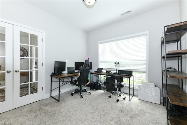 1117 Magenta Way, Kernersville, NC 27284 - office with french doors, carpet flooring, and baseboards