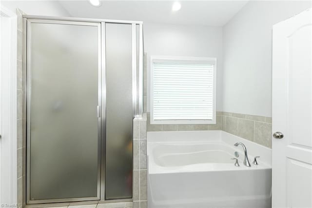 1117 Magenta Way, Kernersville, NC 27284 - full bathroom featuring a shower stall, a garden tub, and recessed lighting