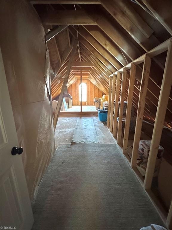 view of unfinished attic