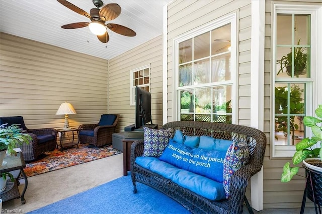 2515 E Woodlyn Way, Greensboro, NC 27407 - sunroom / solarium featuring ceiling fan and an outdoor hangout area