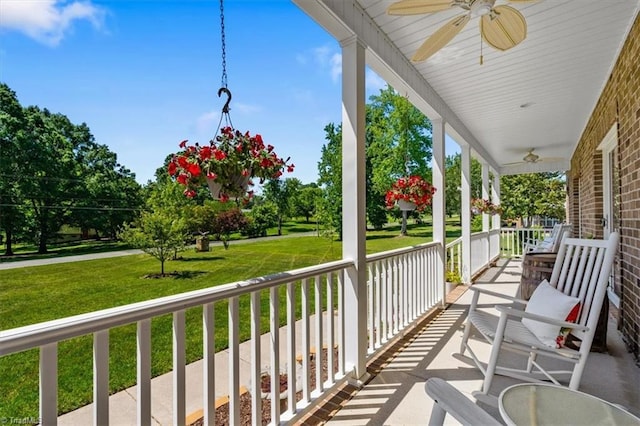 2515 E Woodlyn Way, Greensboro, NC 27407 - covered porch with a ceiling fan