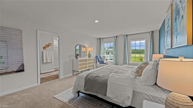 144 Rose Wind Way, Mayodan, NC 27027 - bedroom featuring ensuite bathroom, baseboards, and carpet floors