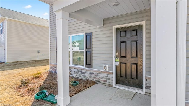 144 Rose Wind Way, Mayodan, NC 27027 - property entrance featuring stone siding
