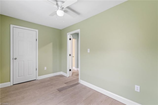 interior space featuring ceiling fan and light hardwood / wood-style flooring