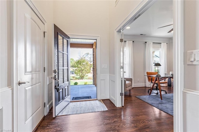 entrance foyer with dark wood-type flooring