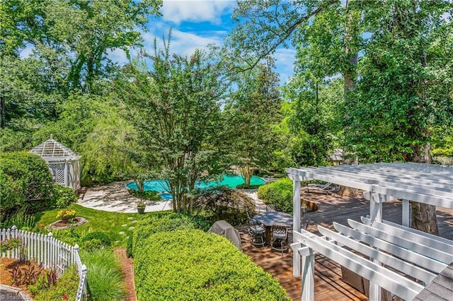 3500 Quarterstaff Pl, Winston-Salem, NC 27104 - view of yard featuring a swimming pool and a deck