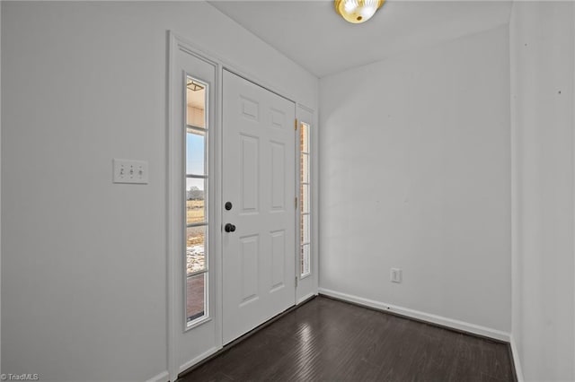 foyer with dark hardwood / wood-style floors