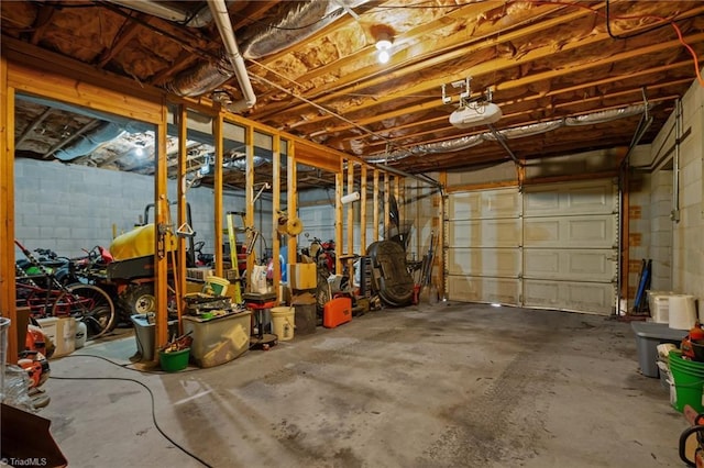 garage with a garage door opener