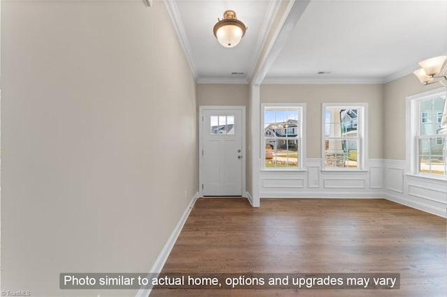 4090 Stallion St Lot 74, High Point, NC 27262 - foyer entrance featuring wood finished floors, crown molding, and wainscoting