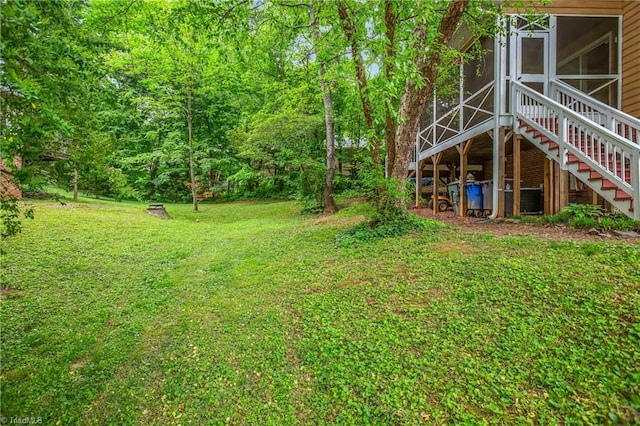view of yard with stairway