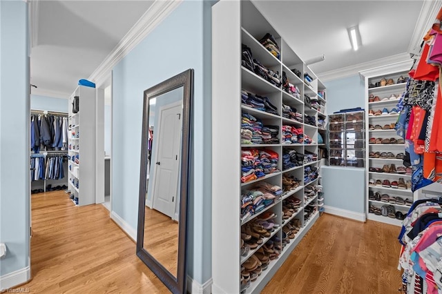 spacious closet with wood finished floors