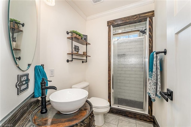 525 Carolina Blvd, Salisbury, NC 28146 - full bath featuring a shower stall, ornamental molding, and vanity