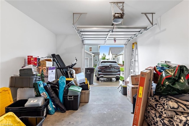 garage with a garage door opener