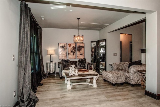 interior space with light hardwood / wood-style flooring