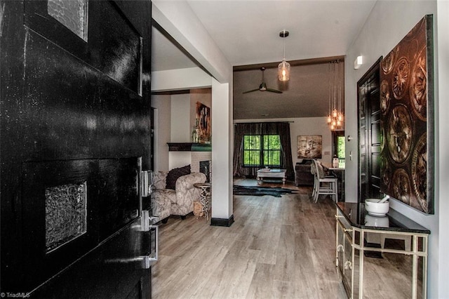 interior space with light hardwood / wood-style floors