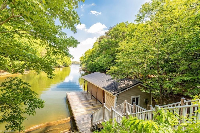 view of dock featuring a water view