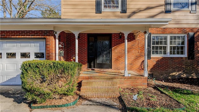 property entrance with a garage