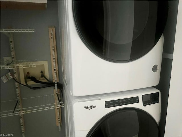 258 S Boyles St, Pilot Mountain, NC 27041 - washroom with estacked washer and dryer