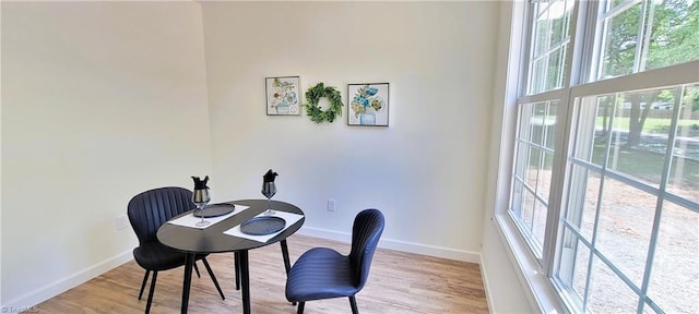office featuring baseboards and wood finished floors