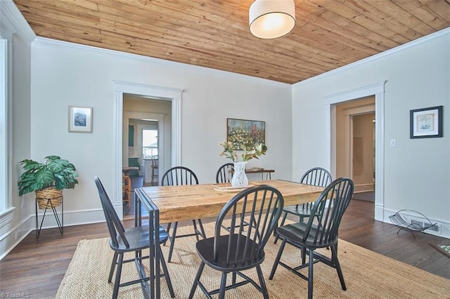 523 N Main St, Graham, NC 27253 - dining area featuring wooden ceiling, wood finished floors, and crown molding