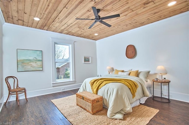 523 N Main St, Graham, NC 27253 - bedroom featuring crown molding, baseboards, recessed lighting, and wooden ceiling