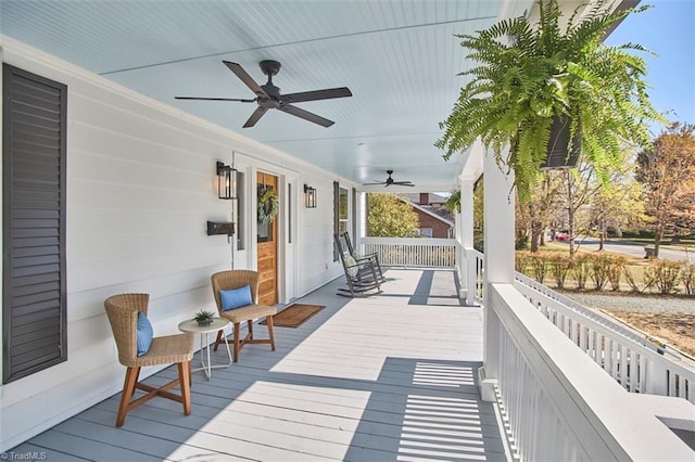 523 N Main St, Graham, NC 27253 - deck with a porch and ceiling fan