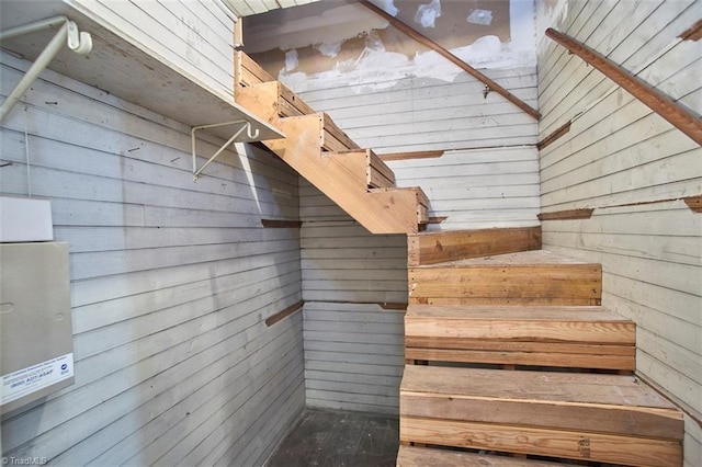 523 N Main St, Graham, NC 27253 - staircase featuring wooden walls