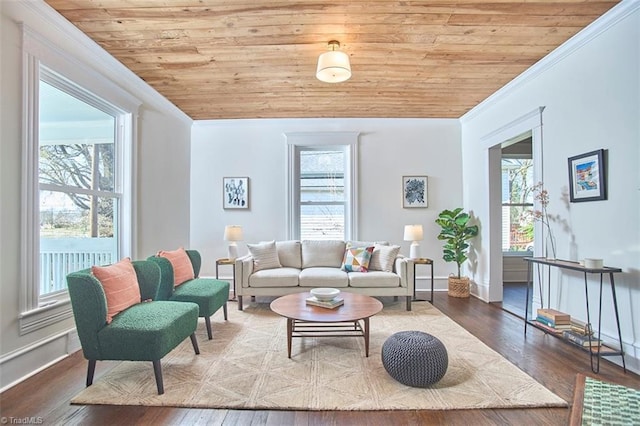 523 N Main St, Graham, NC 27253 - living room with baseboards, wood finished floors, a wealth of natural light, and wood ceiling