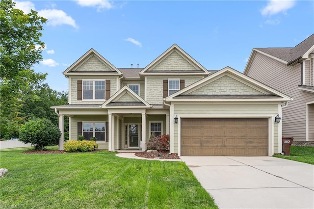 2403 Hammock Dr, High Point, NC 27265 - craftsman inspired home with concrete driveway, a front lawn, and a garage