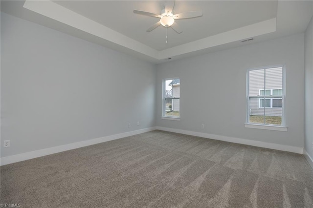 206 Cason Dr, Gibsonville, NC 27249 - carpeted empty room with a tray ceiling, baseboards, and a ceiling fan