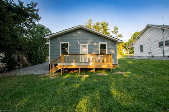 300 Center St, Thomasville, NC 27360 - rear view of house with a deck and a lawn