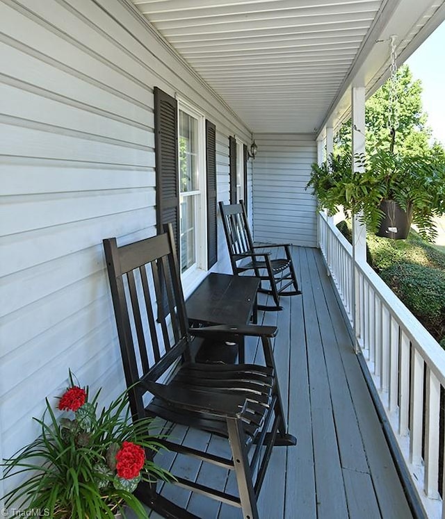 deck with covered porch