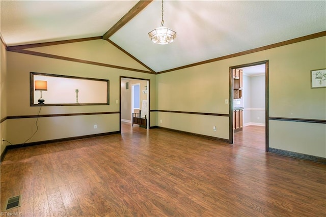 1625 Eagle Crest Dr, Pfafftown, NC 27040 - unfurnished room with wood finished floors, baseboards, ornamental molding, and a chandelier