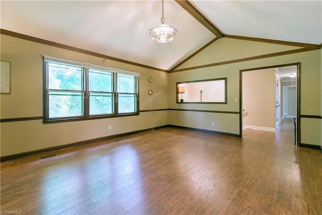 1625 Eagle Crest Dr, Pfafftown, NC 27040 - unfurnished room featuring hardwood / wood-style floors, baseboards, and a chandelier
