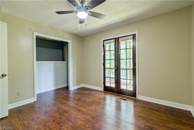 1625 Eagle Crest Dr, Pfafftown, NC 27040 - unfurnished bedroom with french doors, a textured ceiling, wood finished floors, a closet, and baseboards