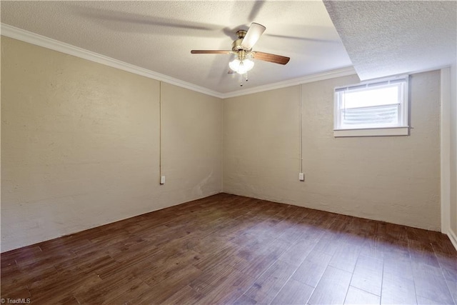 1625 Eagle Crest Dr, Pfafftown, NC 27040 - unfurnished room featuring ceiling fan, wood finished floors, a textured ceiling, and crown molding
