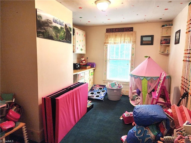 game room with carpet flooring