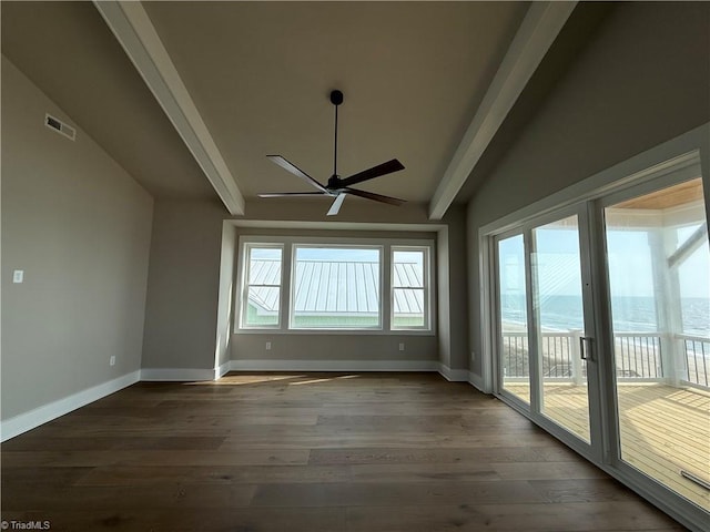 3048 Island Dr, Northtopsail Beach, NC 28460 - unfurnished sunroom featuring visible vents and beam ceiling