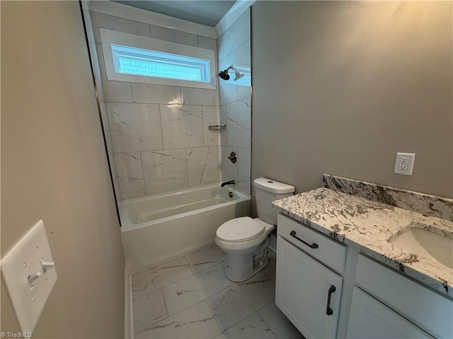 3048 Island Dr, Northtopsail Beach, NC 28460 - full bathroom featuring marble finish floor, toilet, vanity, and bathing tub / shower combination