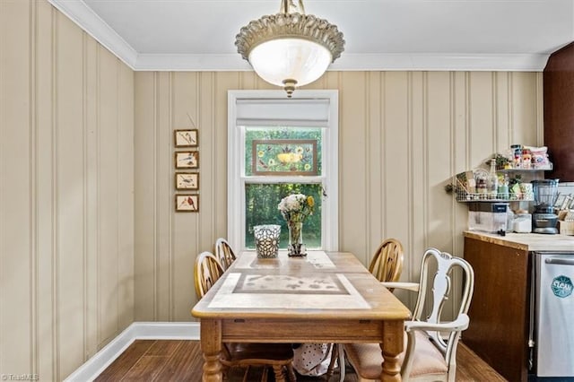 3941 Vest Mill Rd, Winston-Salem, NC 27103 - dining room featuring dark wood finished floors, baseboards, and a decorative wall