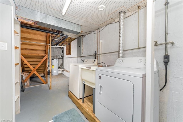 4104 Old Greensboro Rd, Winston-Salem, NC 27101 - laundry area with electric water heater and washing machine and dryer